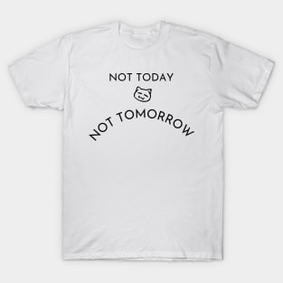 Not Today Not Tomorrow Funny Lazy Cat Black T-Shirt